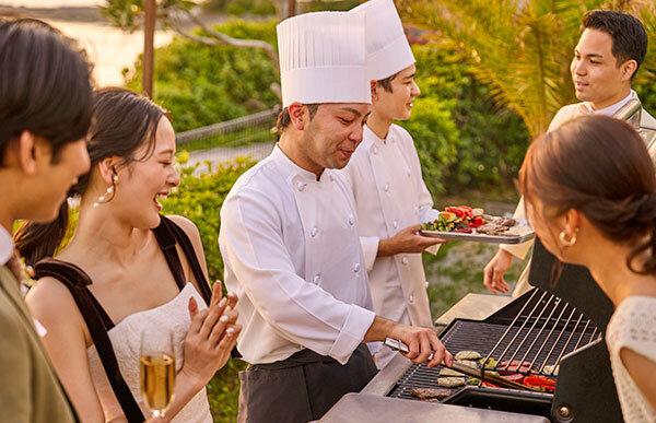 テラスでのバーベキュー